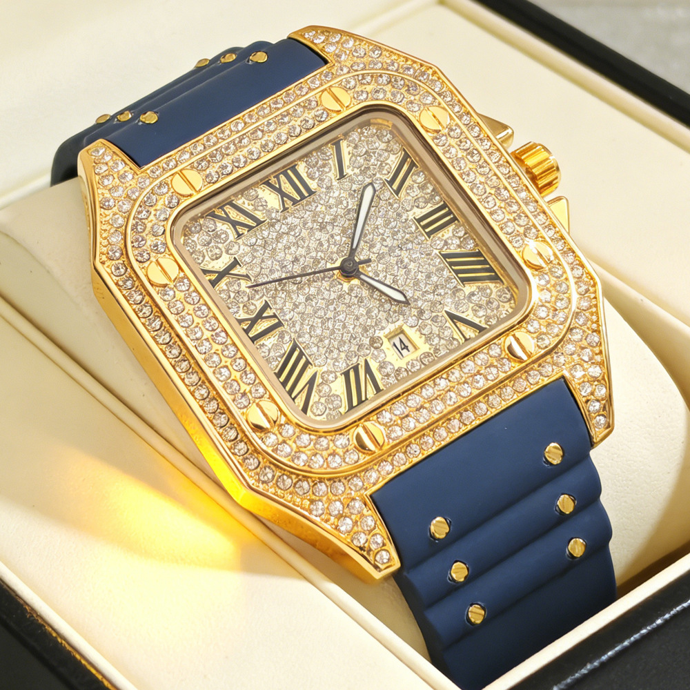 Luxury Watch Iceberg - Modische Quadratische Voll-Diamant Quarzuhr für Herren